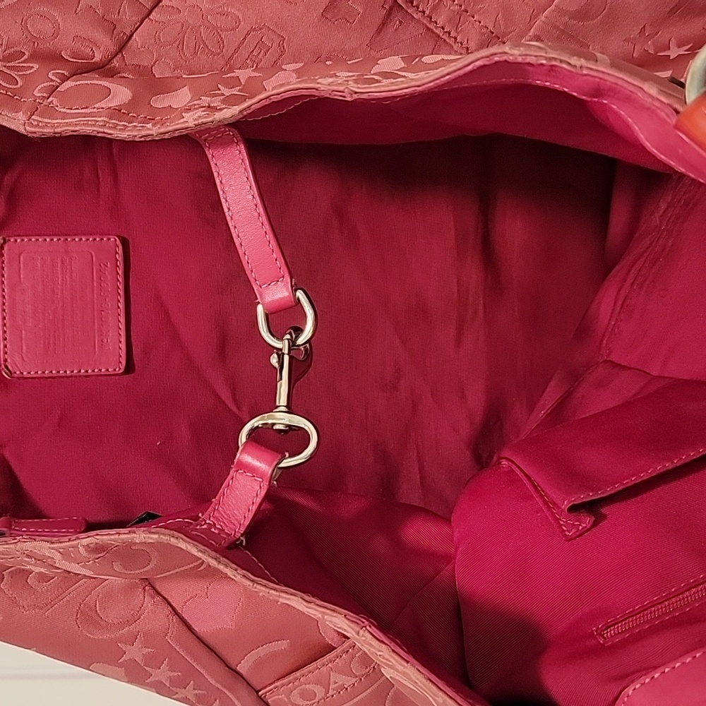 Coach Pink Poppy Shoulder Tote Bag - Picture 4 of 9